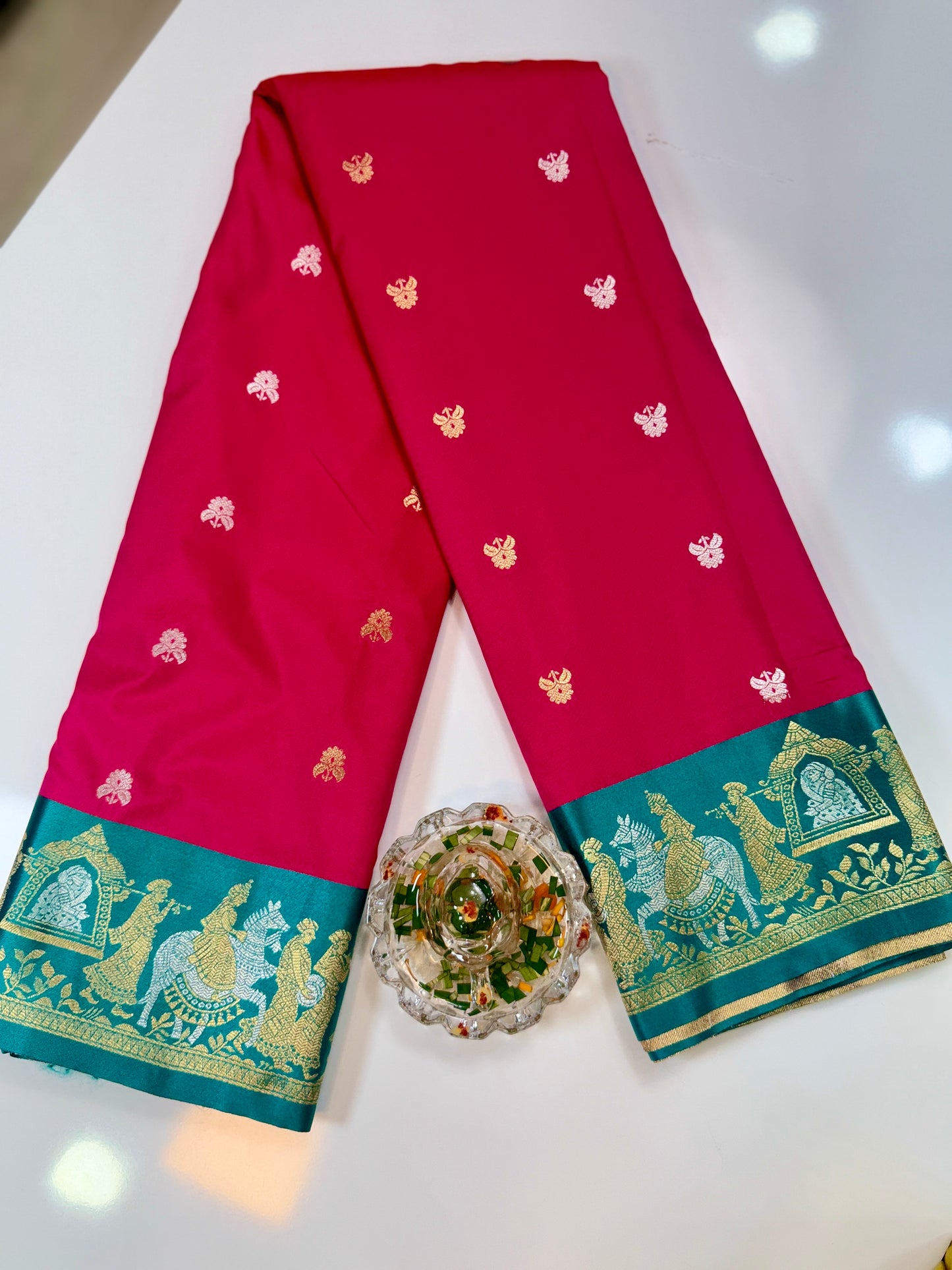 Mashru silk saree with Sindhu Ghaat zari weaving and blouse piece for women