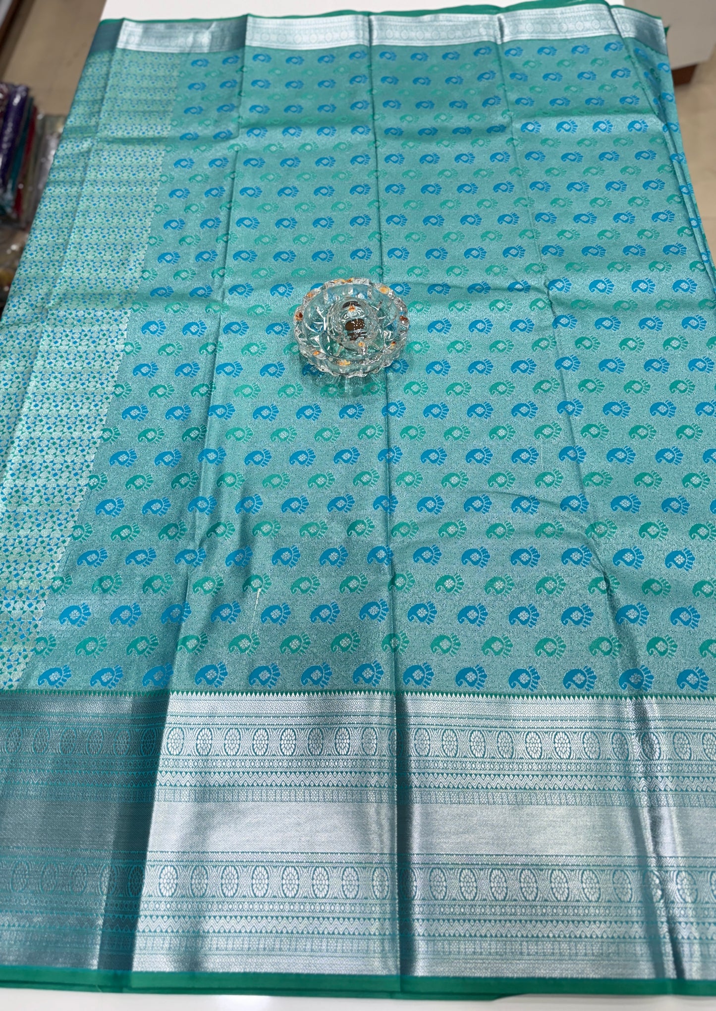 Traditional Kanchipuram Style Silk Saree for Women with Zari Border and Blouse Piece | Power-loom Woven Saree