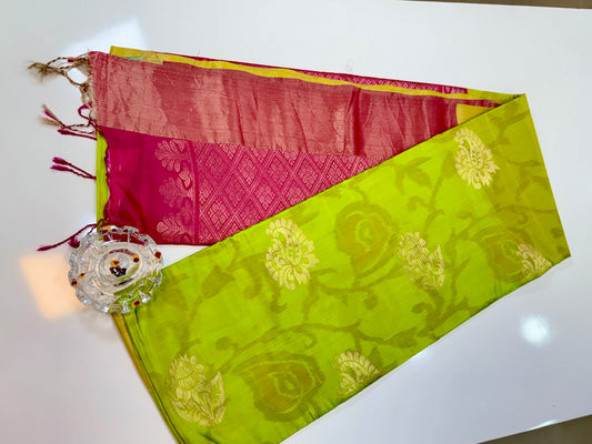Pochampalli Printed Silk Saree with Satin Border and Blouse – Powerloom Weave for Women