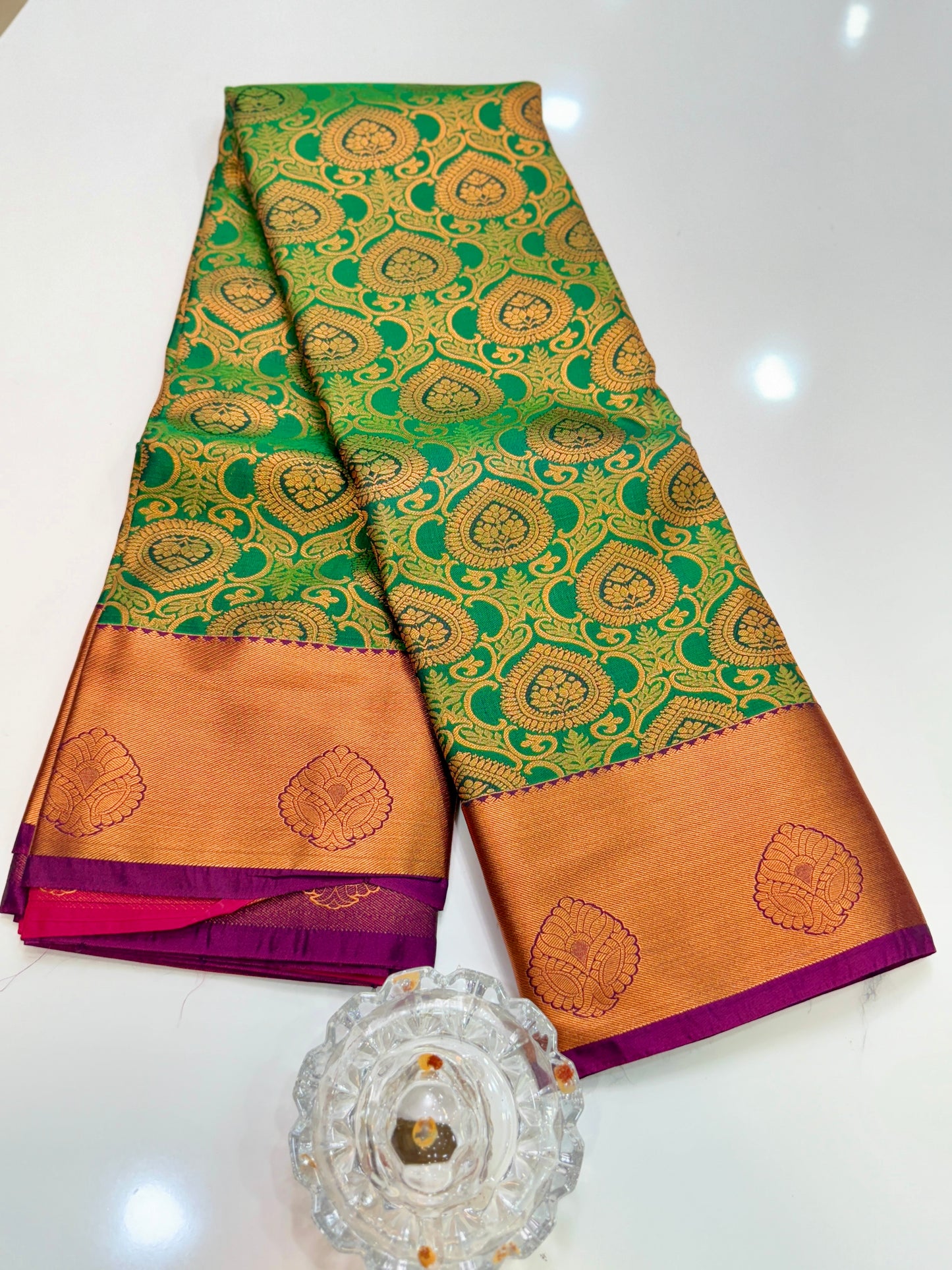 Bridal Kanchipuram Style Silk Saree with Rich Zari Border – Festive Wear