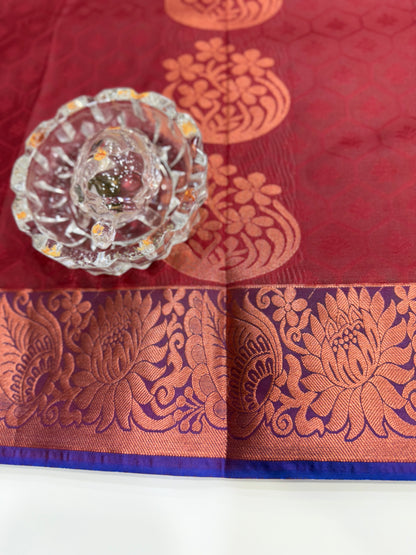 Butti Embossed Soft Silk Saree with Rich Pallu and Matching Blouse – Festive & Wedding Wear for Women