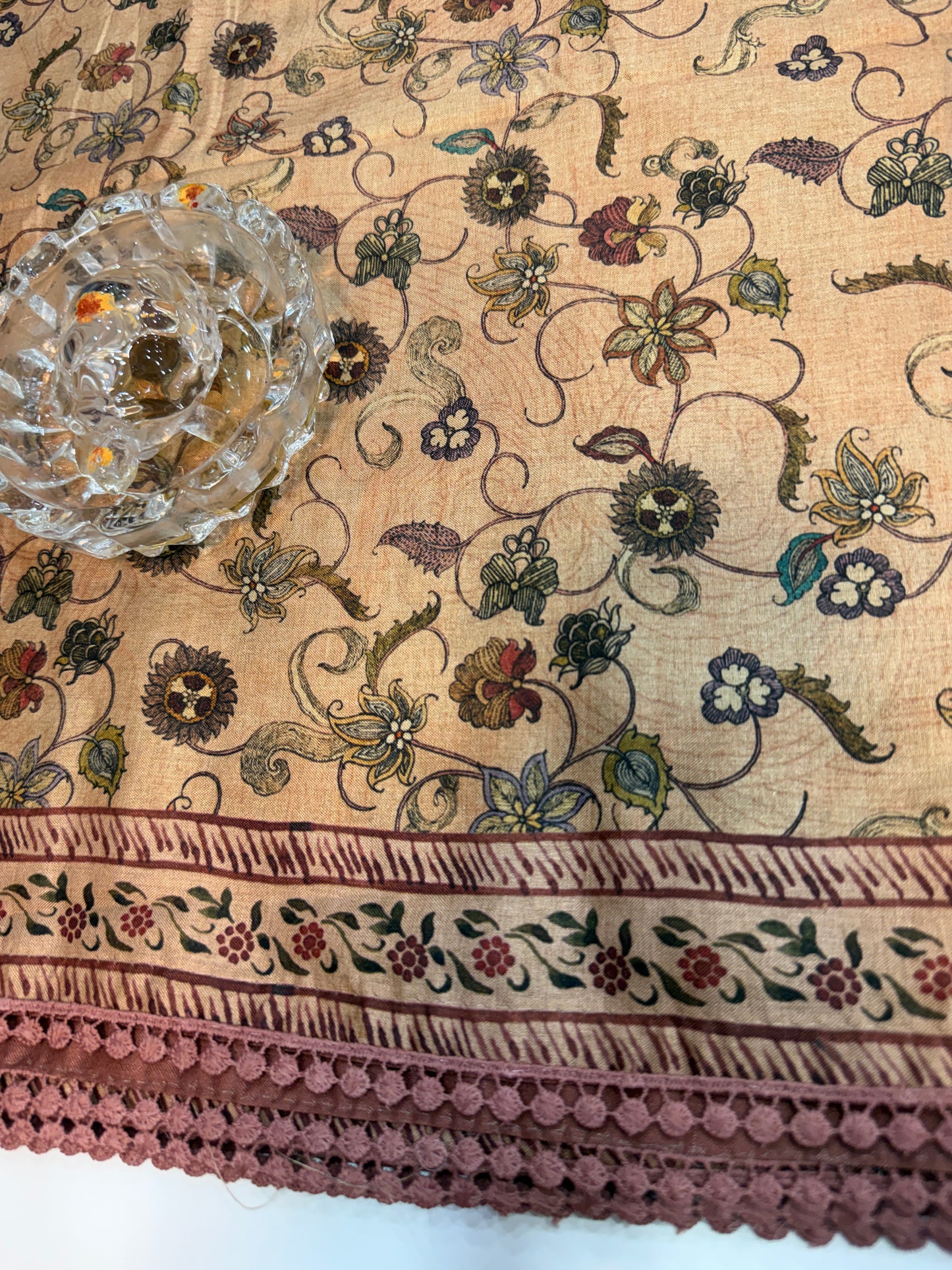 Nilambari Silk Floral Printed Saree with Lace Border