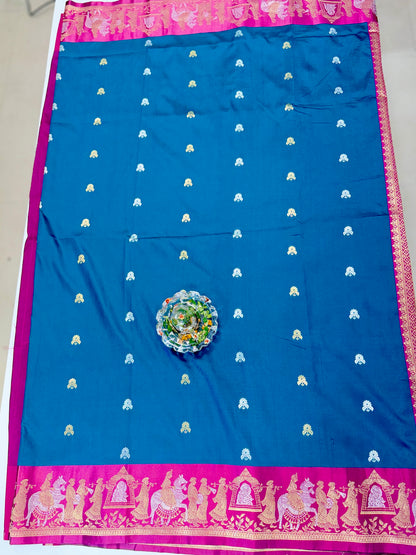 Mashru silk saree with Sindhu Ghaat zari weaving and blouse piece for women