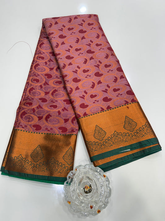 Soft Silk Saree with Samutrika Weaving and Contrast Zari Border for Women – Lightweight Festive Wear Saree