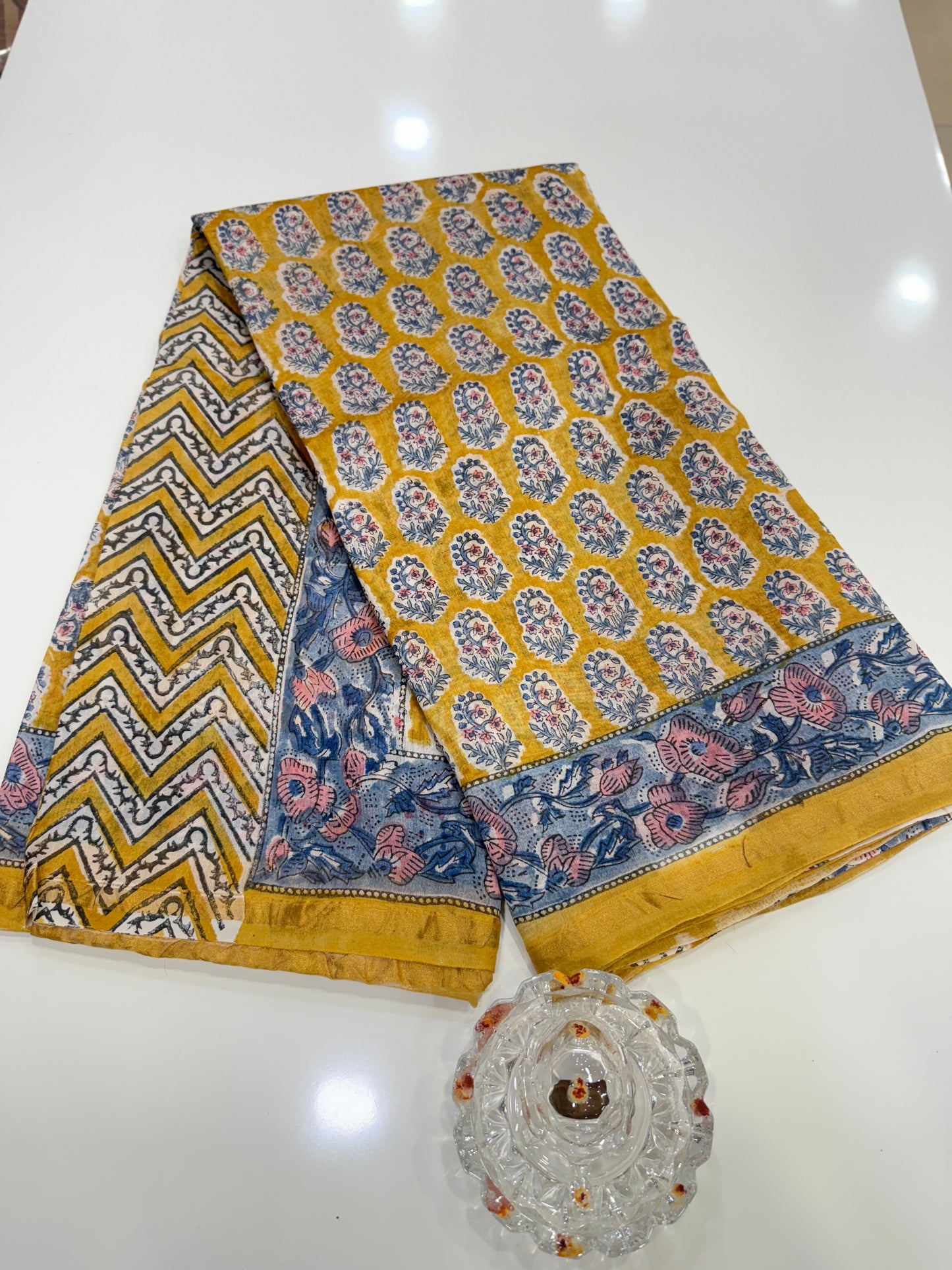 Pure Chanderi Silk Saree with Intricate Handblock Print and Blouse Piece – Traditional Wear for Women