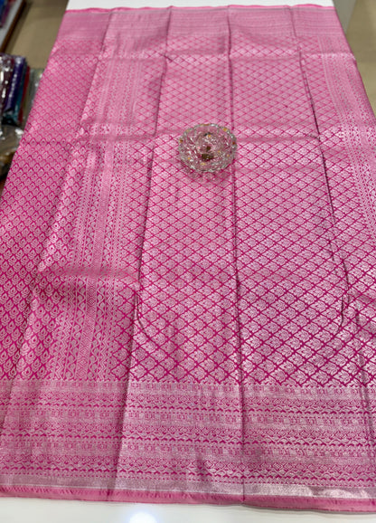 Bridal Soft Silk Saree with Jacquard Weaving & Contrast Border for Women