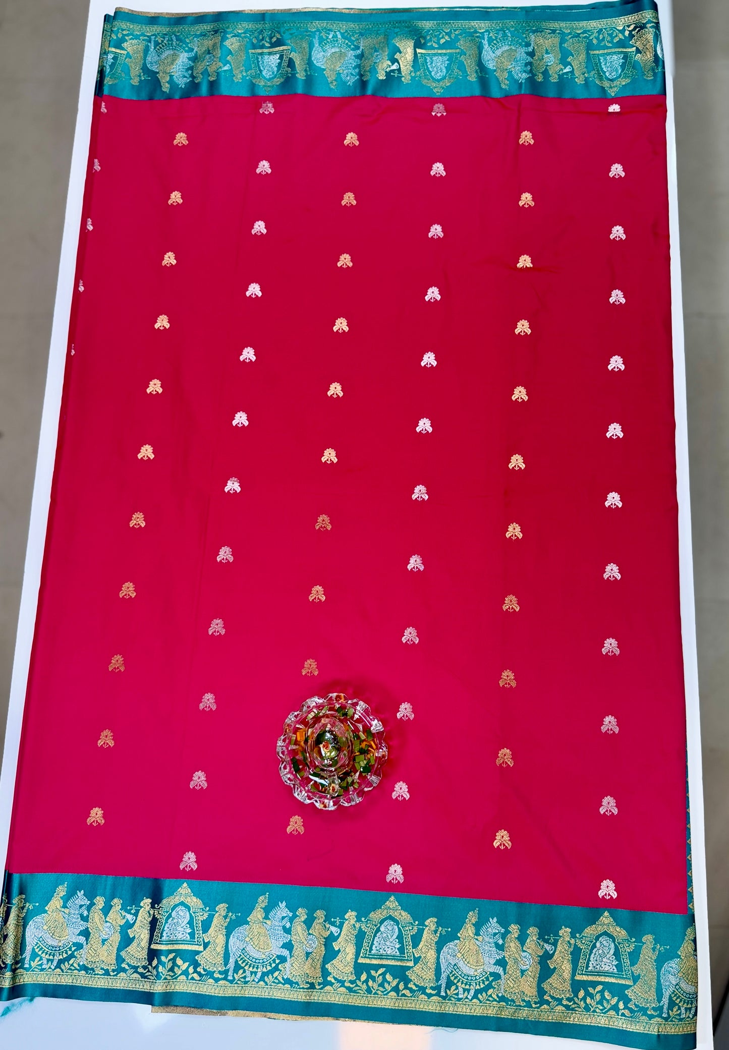 Mashru silk saree with Sindhu Ghaat zari weaving and blouse piece for women