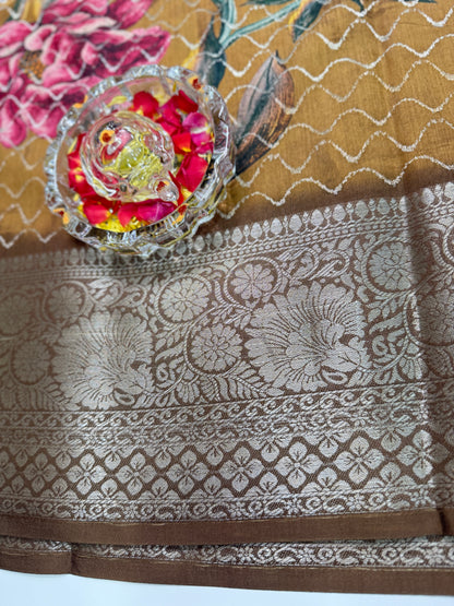 Kasargod-Style Silk Blend Saree with Zari Border and Rich Pallu – Festive Saree for Women