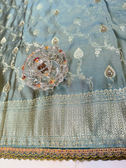 Premium Viscose Silk Saree with Heavy Embroidered Designer Blouse – Wedding and Bridal Wear