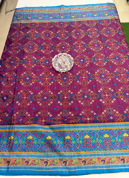 PV Silk Saree with HB Luxury Print and Gloss Finish – Party and Festival Wear Saree for Women