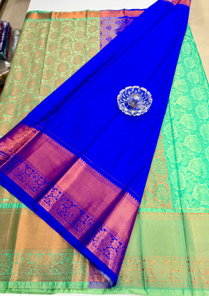 Bridal Soft Silk Saree with Jacquard Weaving & Contrast Border for Women