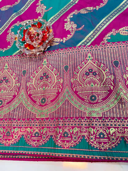 banarasi saree with zari weaving and embroidered silk blouse – ethnic festive wear for women