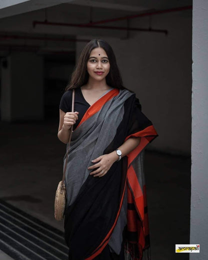 Charcoal Saree Made from premium CK Khadi