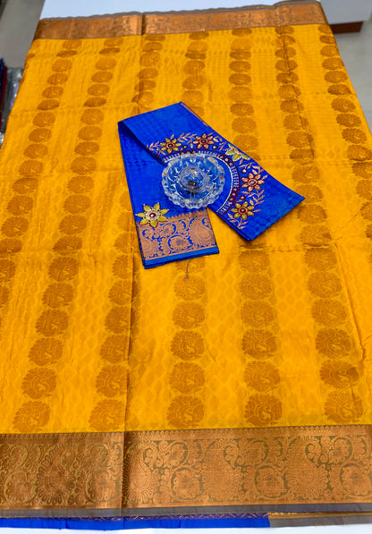 Soft Silk Saree with Cutwork and Stone Embellishments for Women
