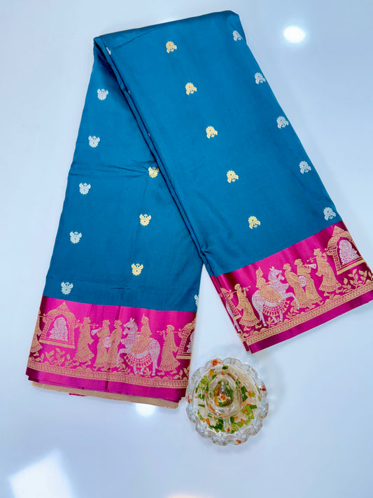 Mashru silk saree with Sindhu Ghaat zari weaving and blouse piece for women
