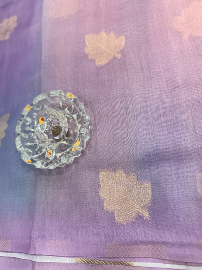 Soft Handloom style Silk Saree with Zari Leaf Weaving and Gradient Shading – Festive Wear Saree for Women