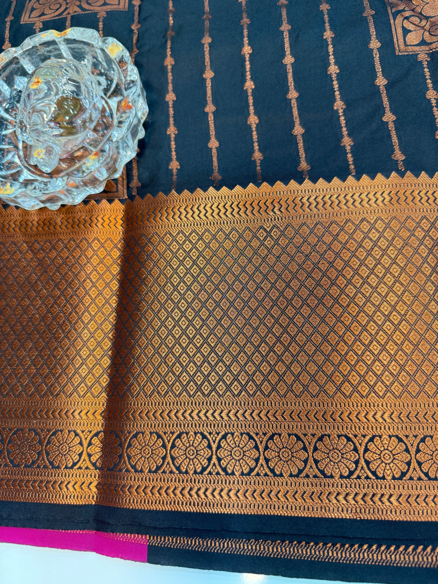 Dharmavaram Silk Saree with Intricate Meena Work and Blouse Piece for Women