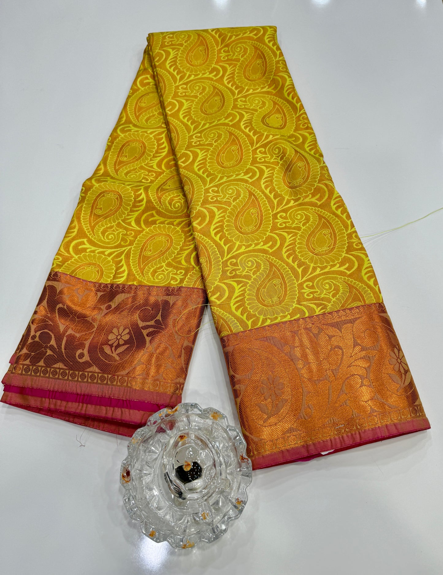 Bridal Soft Silk Saree with Jacquard Weaving & Contrast Border for Women
