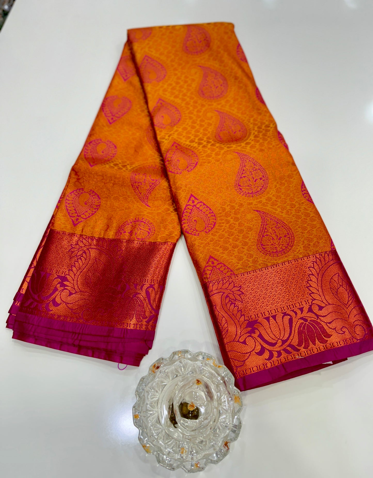 Bridal Soft Silk Saree with Jacquard Weaving & Contrast Border for Women