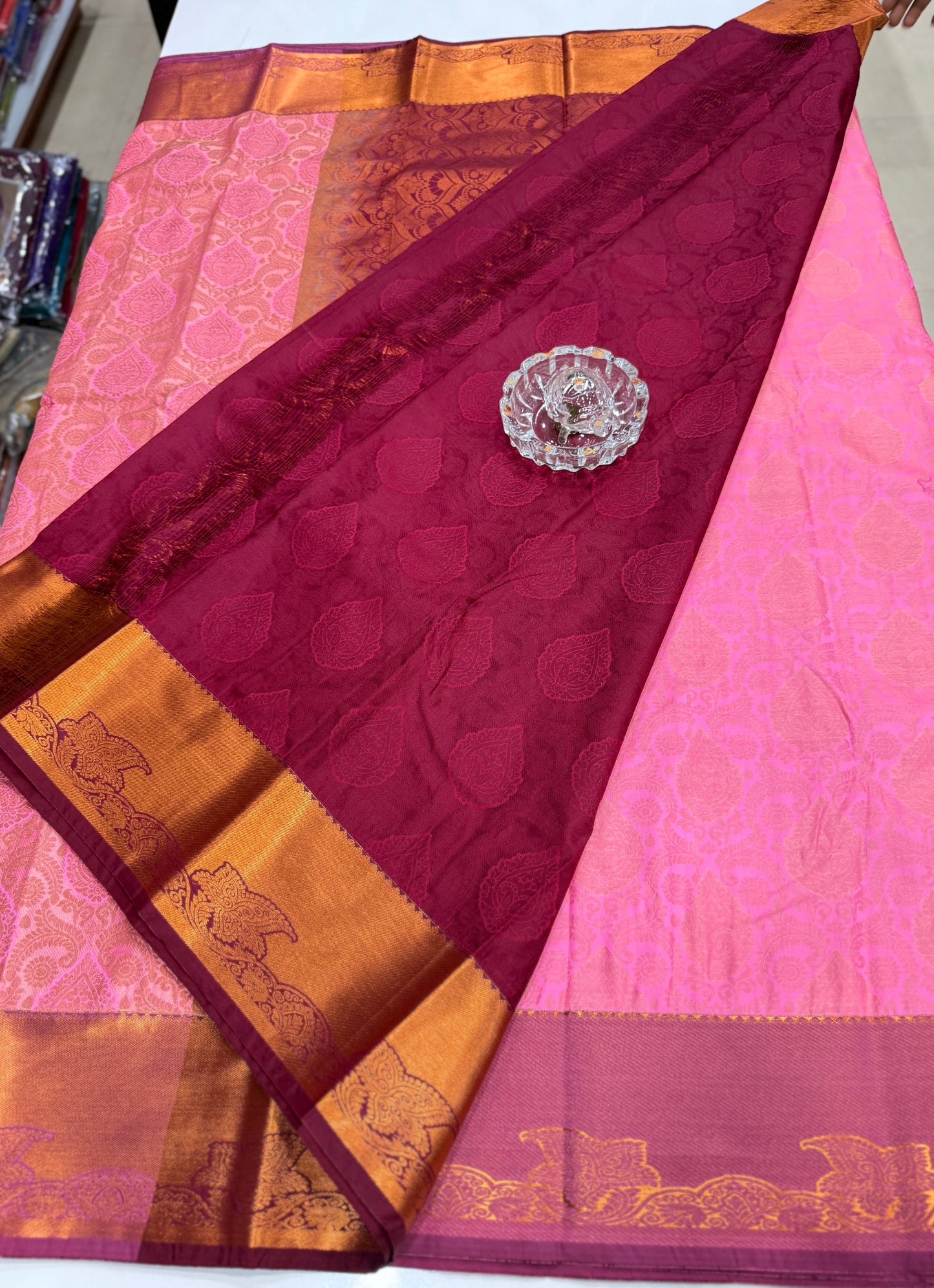 Bridal Soft Silk Saree with Jacquard Weaving & Contrast Border for Women