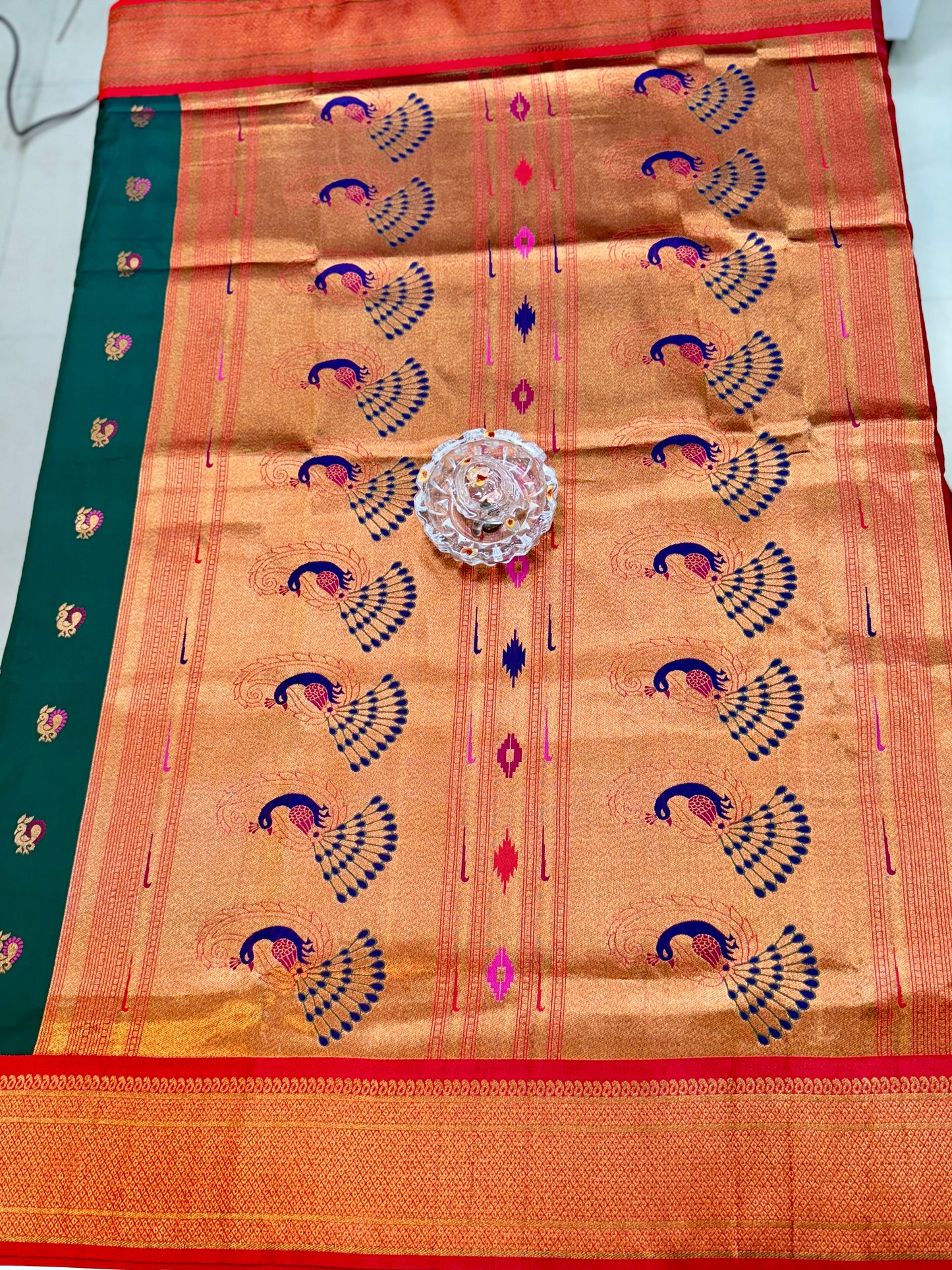 Paithani Soft Silk Saree with Zari Weaving and Contrast Blouse