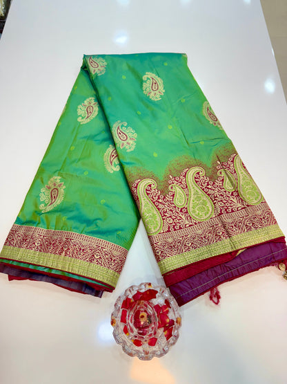 banarasi saree with zari weaving and embroidered silk blouse – ethnic festive wear for women