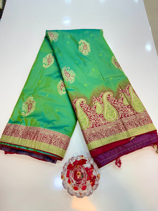 banarasi saree with zari weaving and embroidered silk blouse – ethnic festive wear for women