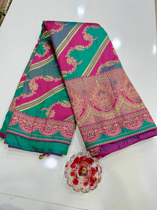 banarasi saree with zari weaving and embroidered silk blouse – ethnic festive wear for women