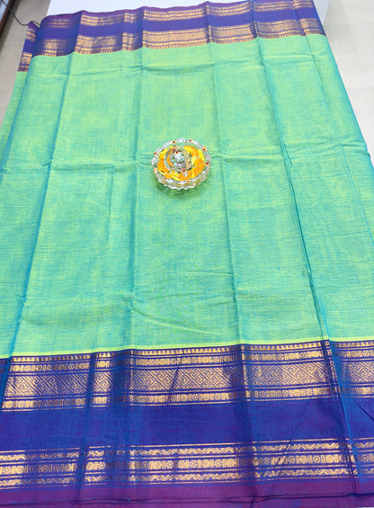 Chettinad Pure Cotton Saree with Zari Border – 80 Count, 20 Colours, 5.5m Length