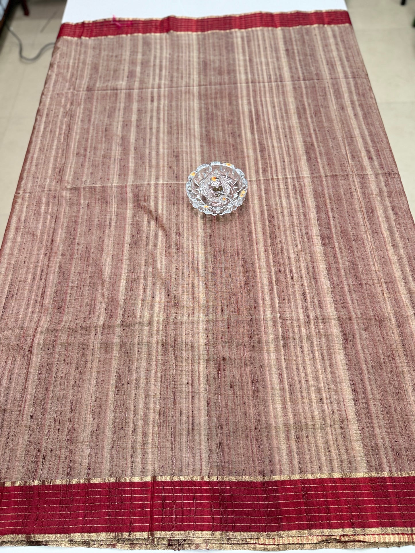 Handloom Style Katan Silk Saree with Red Zari Border – Elegant Office & Festive Wear Saree for Women