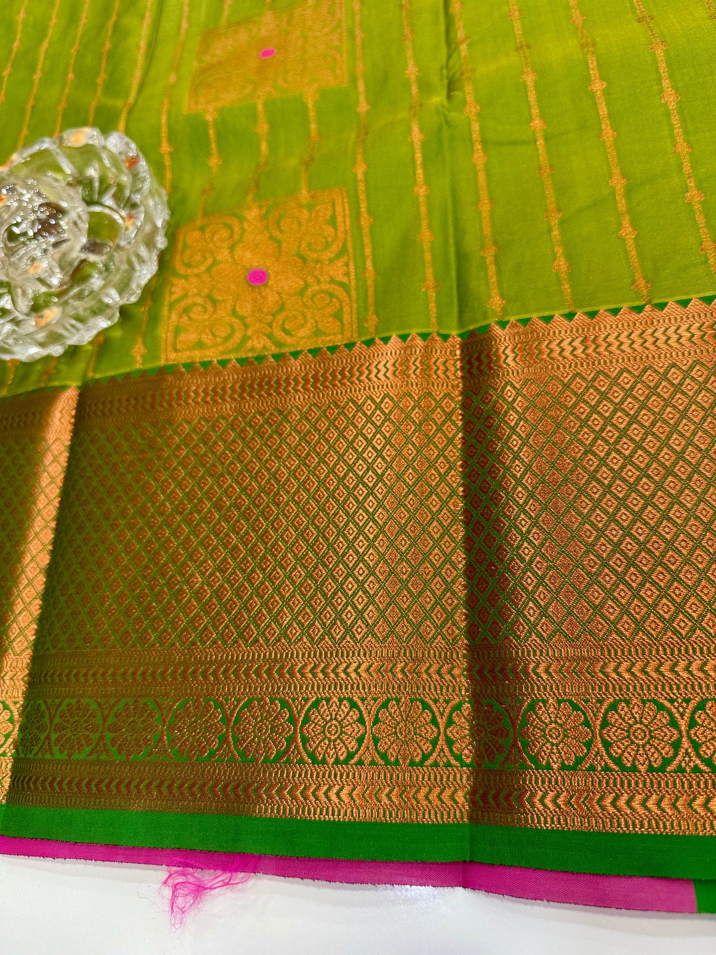 Dharmavaram Silk Saree with Intricate Meena Work and Blouse Piece for Women
