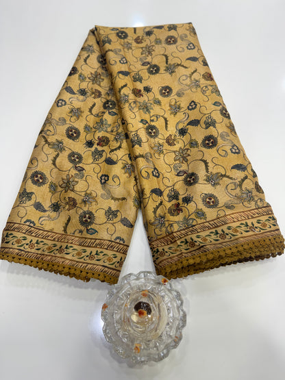 Nilambari Silk Floral Printed Saree with Lace Border