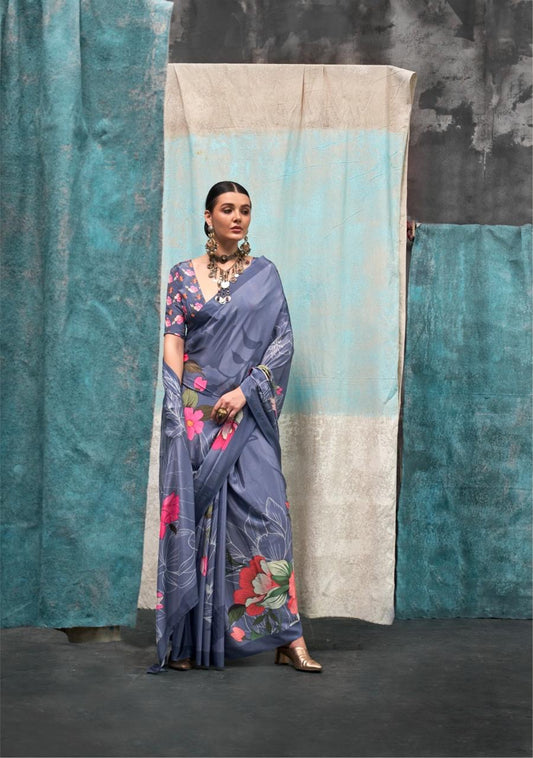Pure Crepe Saree with Elegant Design and Matching Blouse Piece – Festive & Wedding Wear for Women