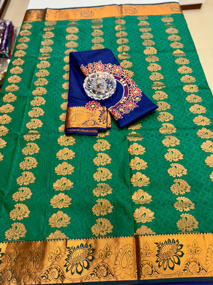 Soft Silk Saree with Cutwork and Stone Embellishments for Women