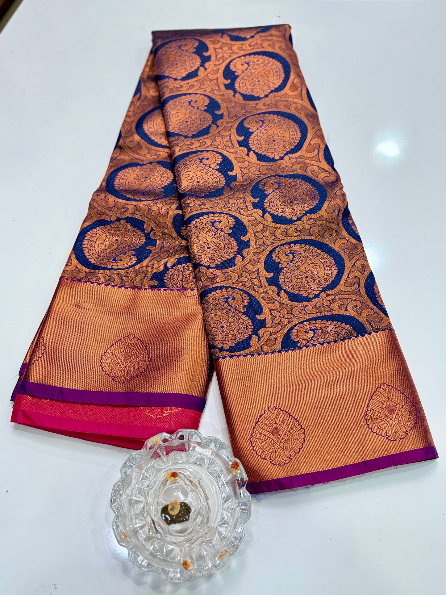 Bridal Kanchipuram Style Silk Saree with Rich Zari Border – Festive Wear