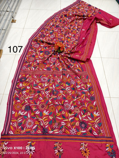 Elegance Redefined: The Blended Bangalore Silk Kathastitch Saree**