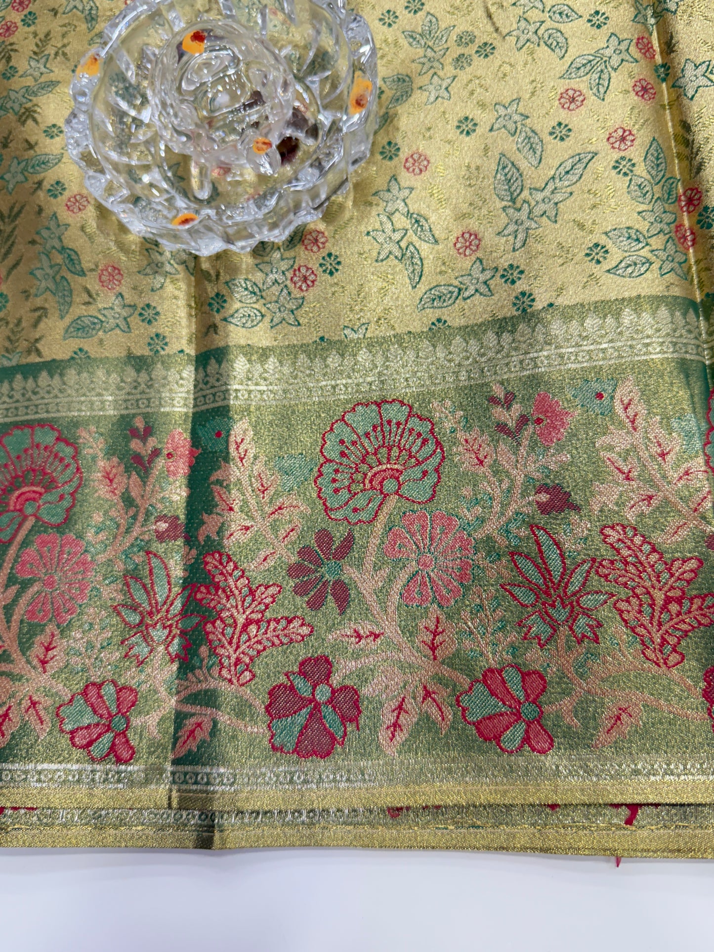 Dharmavaram Style Silk Saree with Zari Floral Weaving and Grand Pallu – Traditional Wedding Saree