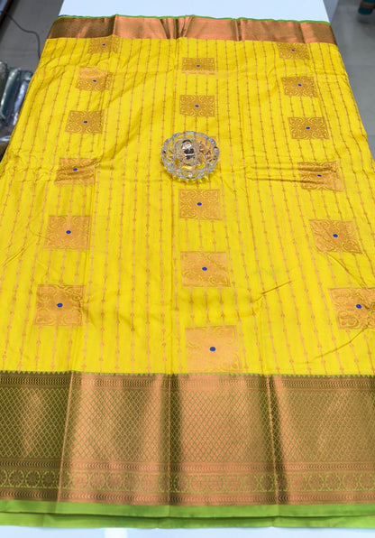 Dharmavaram Silk Saree with Intricate Meena Work and Blouse Piece for Women