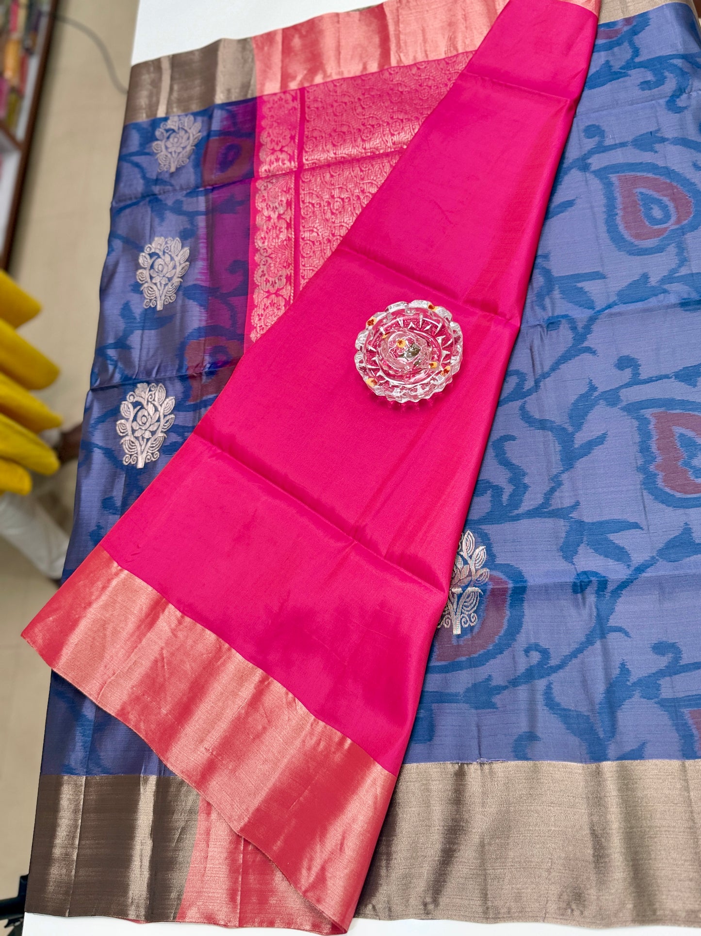 Pochampalli Printed Silk Saree with Satin Border and Blouse – Powerloom Weave for Women