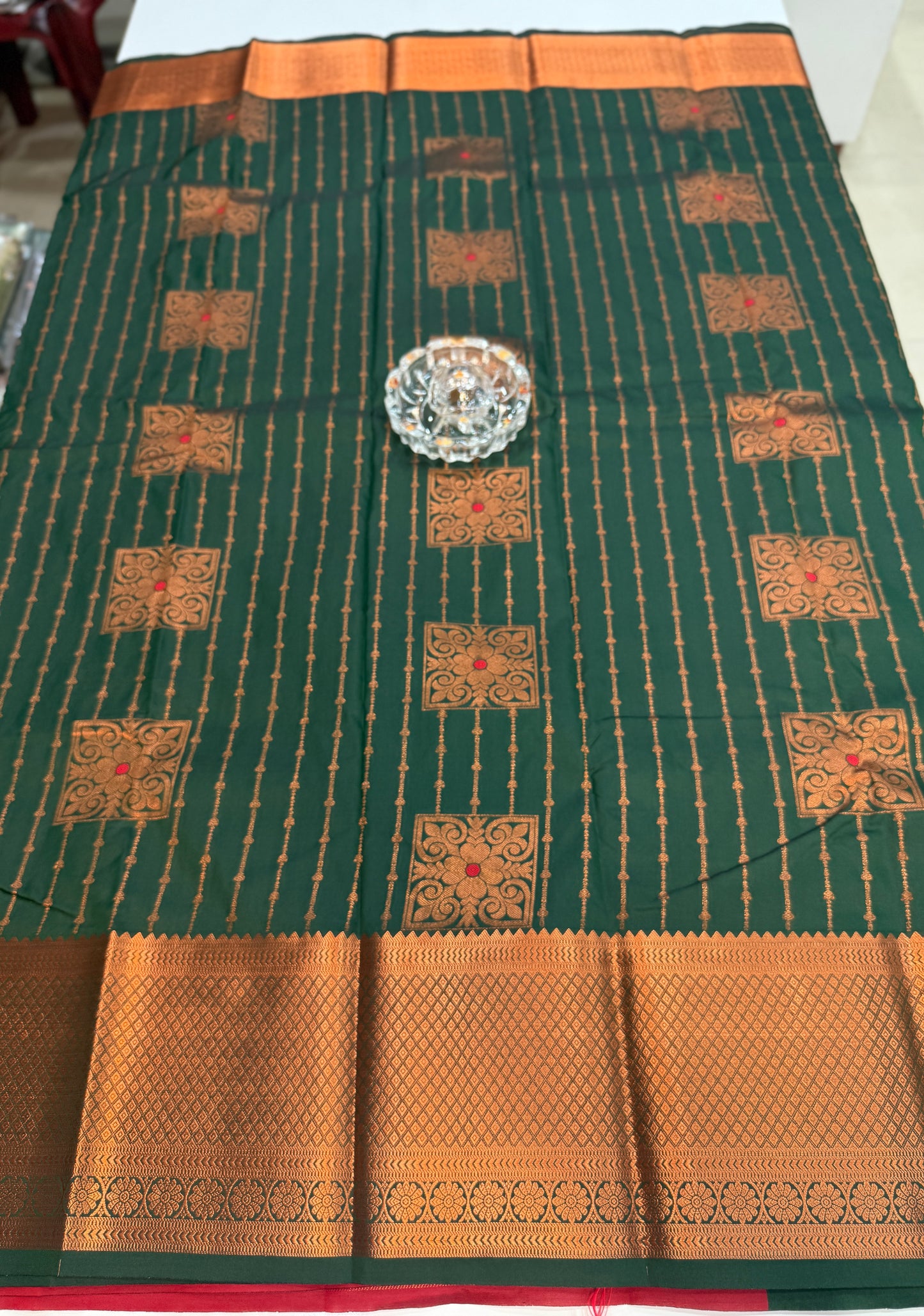 Dharmavaram Silk Saree with Intricate Meena Work and Blouse Piece for Women