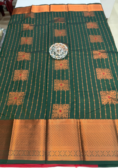 Dharmavaram Silk Saree with Intricate Meena Work and Blouse Piece for Women