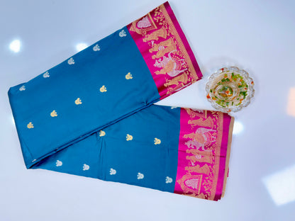 Mashru silk saree with Sindhu Ghaat zari weaving and blouse piece for women