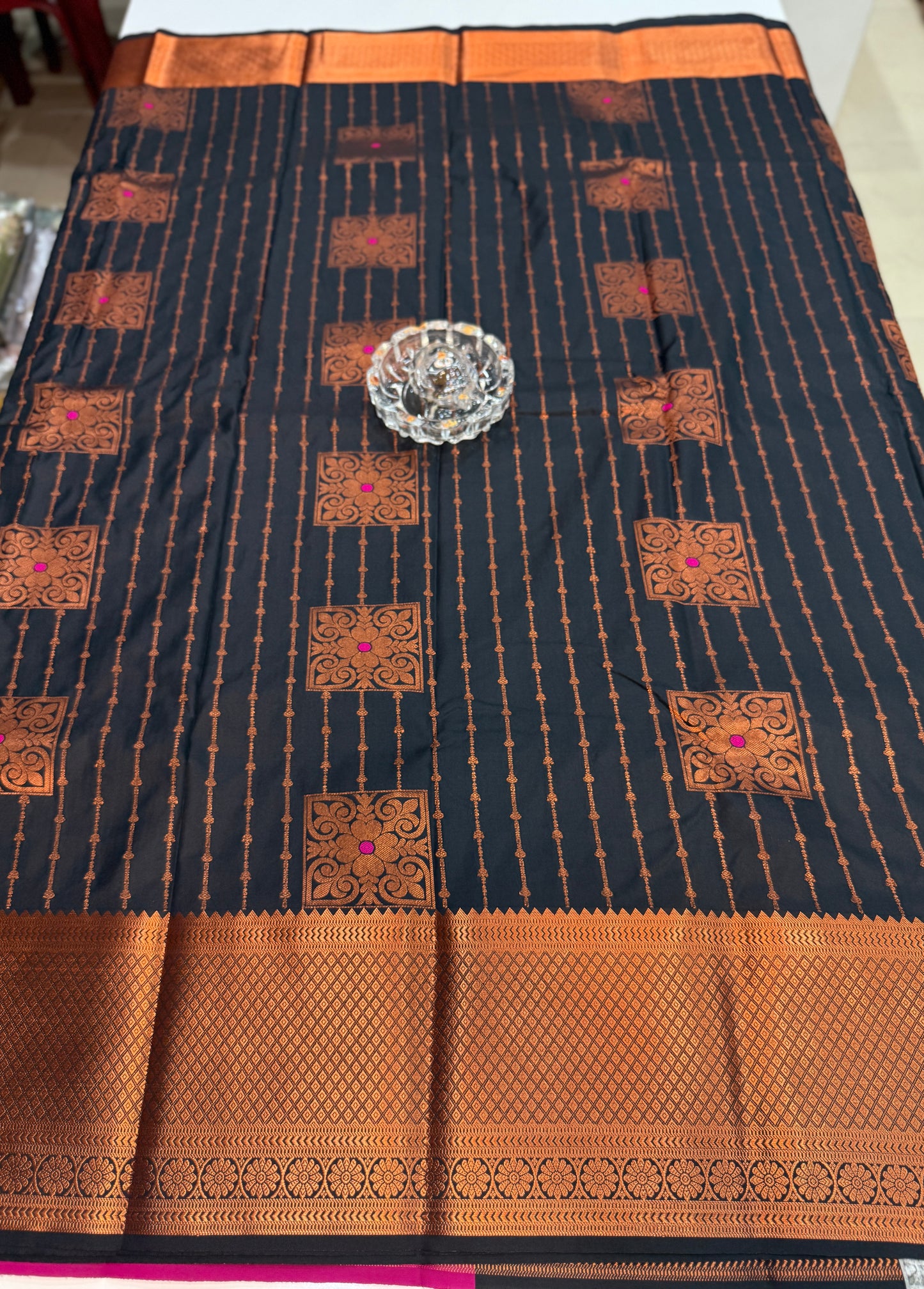 Dharmavaram Silk Saree with Intricate Meena Work and Blouse Piece for Women