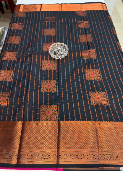 Dharmavaram Silk Saree with Intricate Meena Work and Blouse Piece for Women