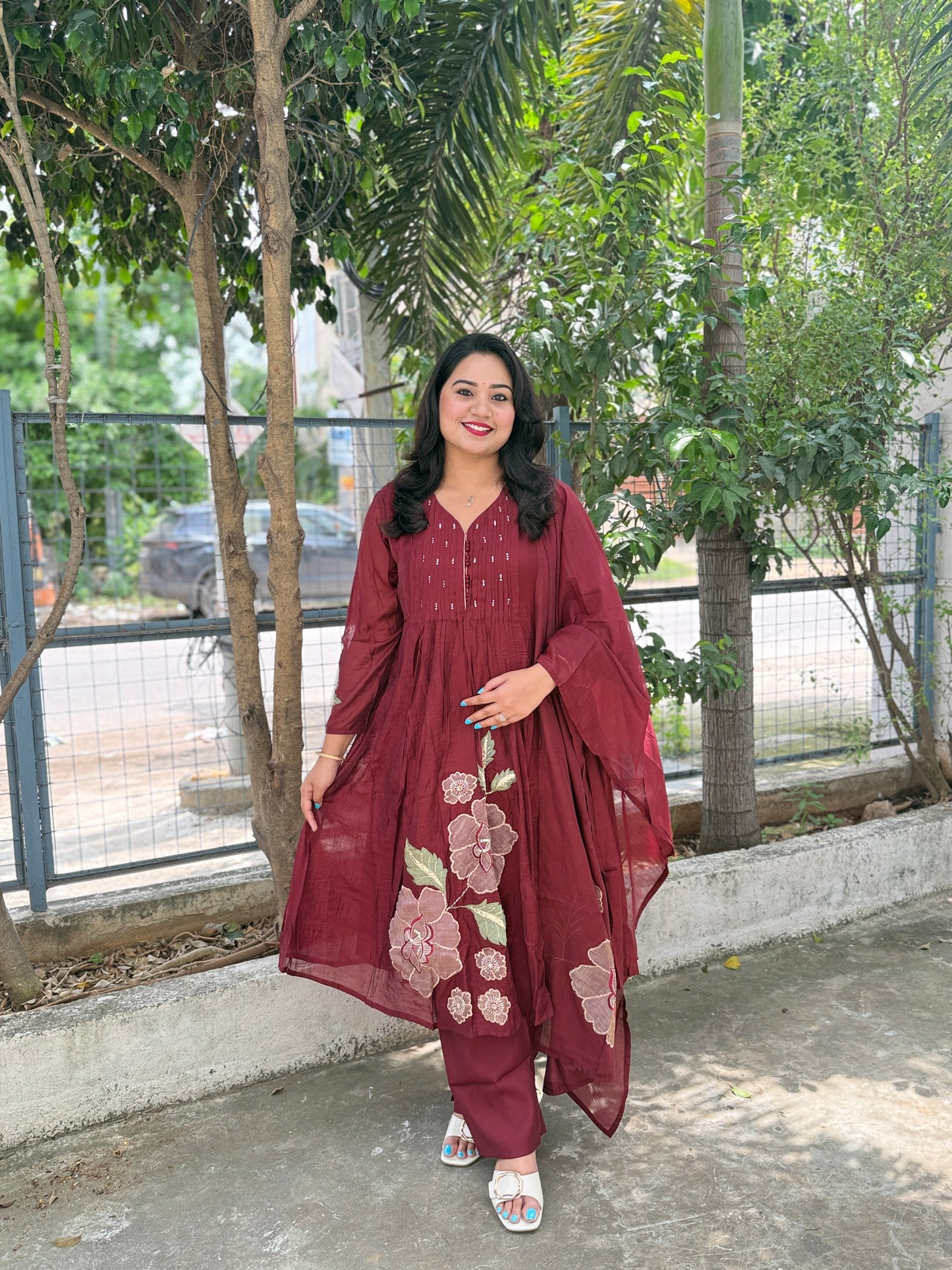 Women's Mul Chanderi Embroidered Kurta Pant Dupatta Set – M to XXL