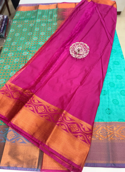 Soft Silk Saree with Traditional Zari Border and All-Over Weaving Design for Women