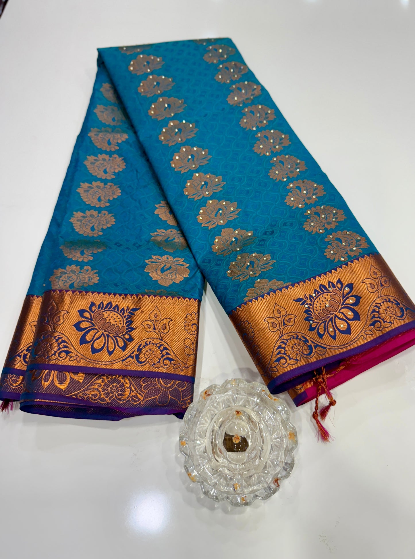 Soft Silk Saree with Cutwork and Stone Embellishments for Women