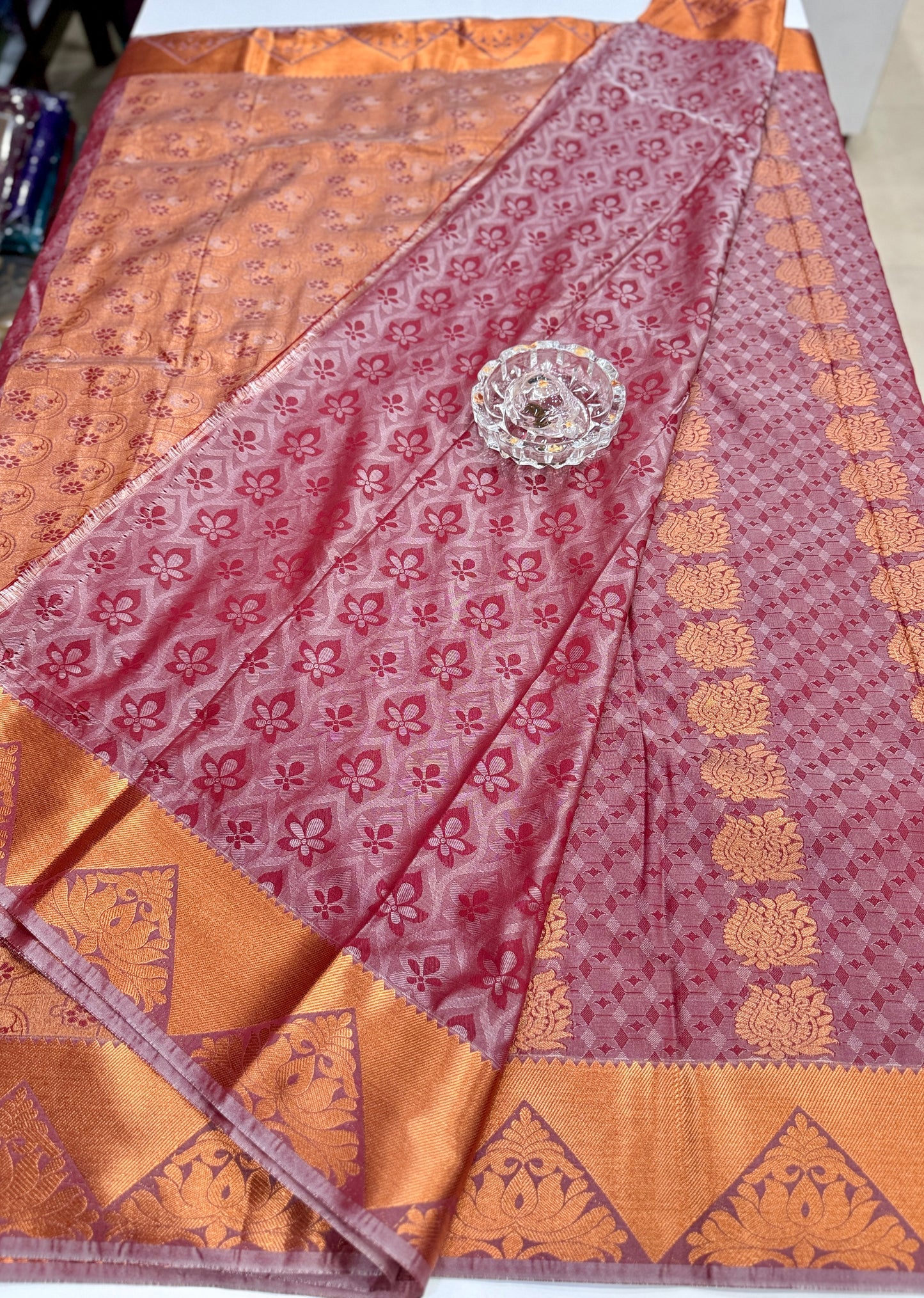 Butti Embossed Soft Silk Saree with Rich Pallu and Matching Blouse – Festive & Wedding Wear for Women