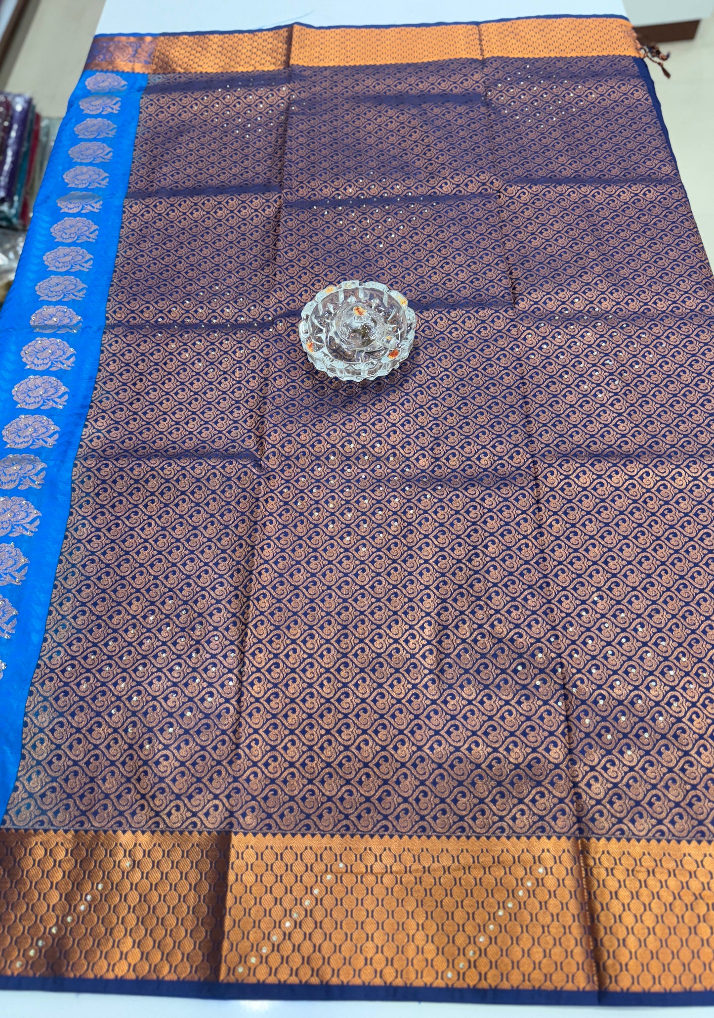 Soft Silk Saree with Cutwork and Stone Embellishments for Women