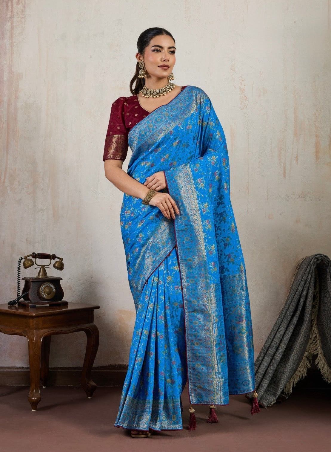 Soft Makhmal Silk Saree with 11-Shade Meenakari Weaving and Grand Pallu – Heritage Wedding Saree for Women